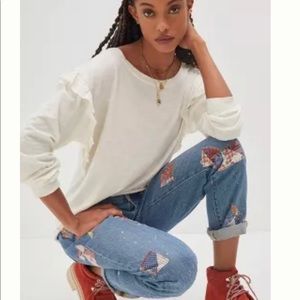 Anthropologie-  Pilcro Ruffled Open Back Top